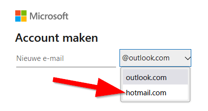 Hotmail mailadres kiezen